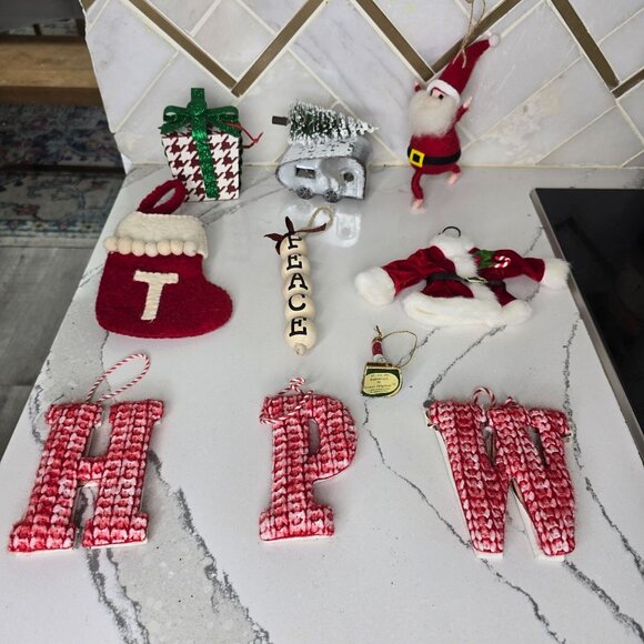 Christmas tree ornament lot santa Sled stocking monograms lighthouse camper - Picture 15 of 16